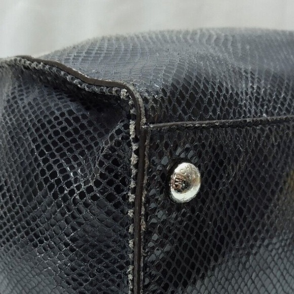 Michael Kors Ombré Hamilton Gray Leather Snakeskin Embossed Satchel Shoulder Bag - Picture 4 of 11